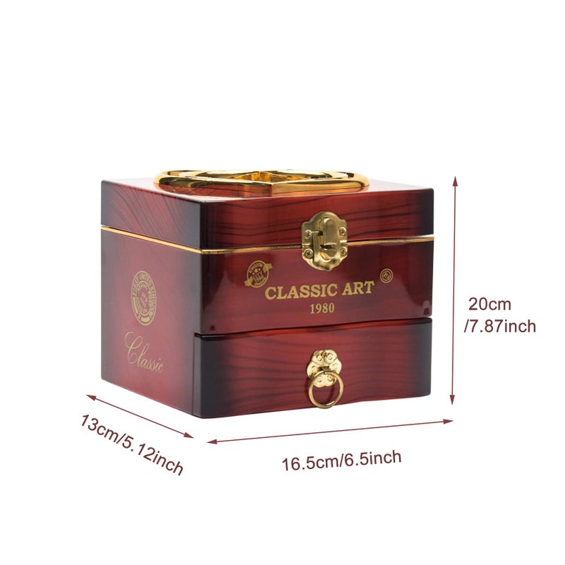 LVOERTUIG Musical Jewellery Box with Classic Rotating Ballerina Dancer Music Box Necklace Ring Storage Organizer with Mirror for Women Girls Brithday - Image 2